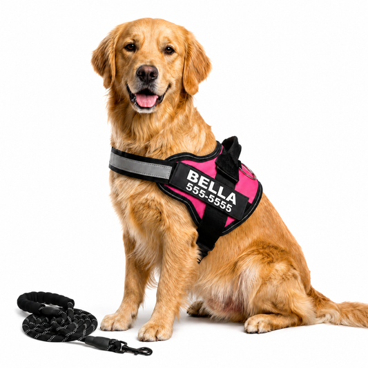 Personalized No-Pull Dog Harness with Custom Name — Free Leash Included